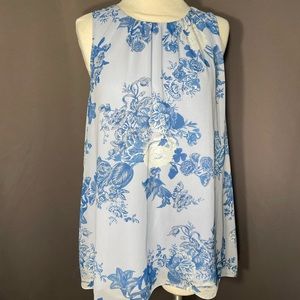 Vince Camuto light blue floral dressy tank